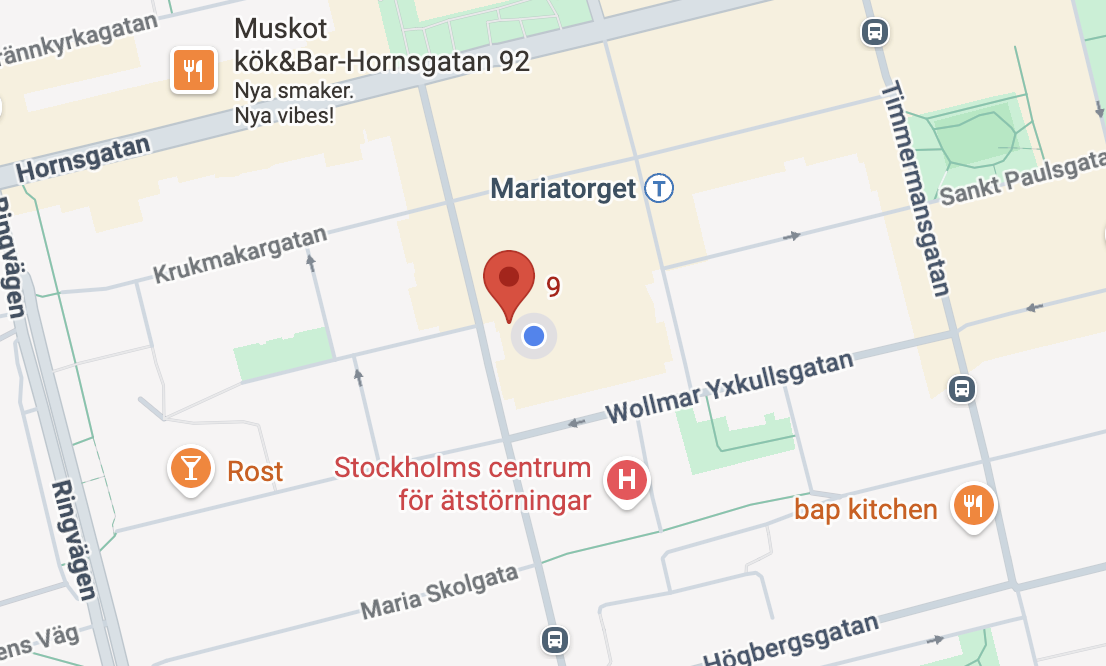 Google maps karta på Rosenlundsgatan 9.