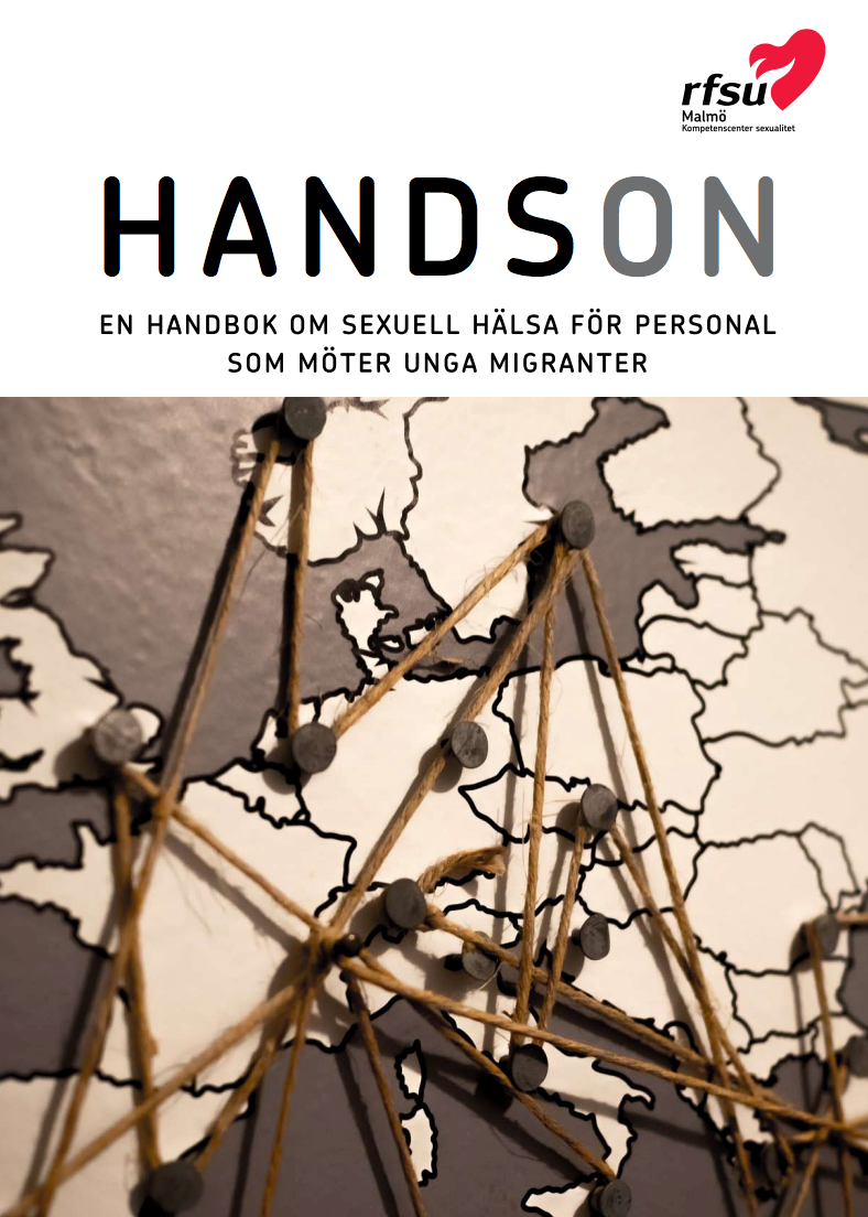 Framsidan av utbildningsmaterialet Handson med en bild p&aring; en europakarta i sepia med knappn&aring;lar och tr&aring;dar mellan knappn&aring;larna