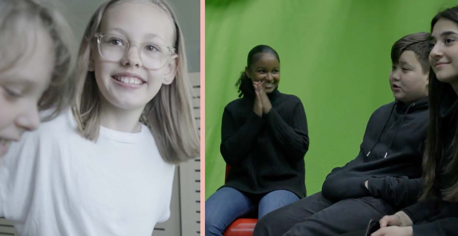 Collage med bilder från filminspelningarna under projektet Kan vi prata? 