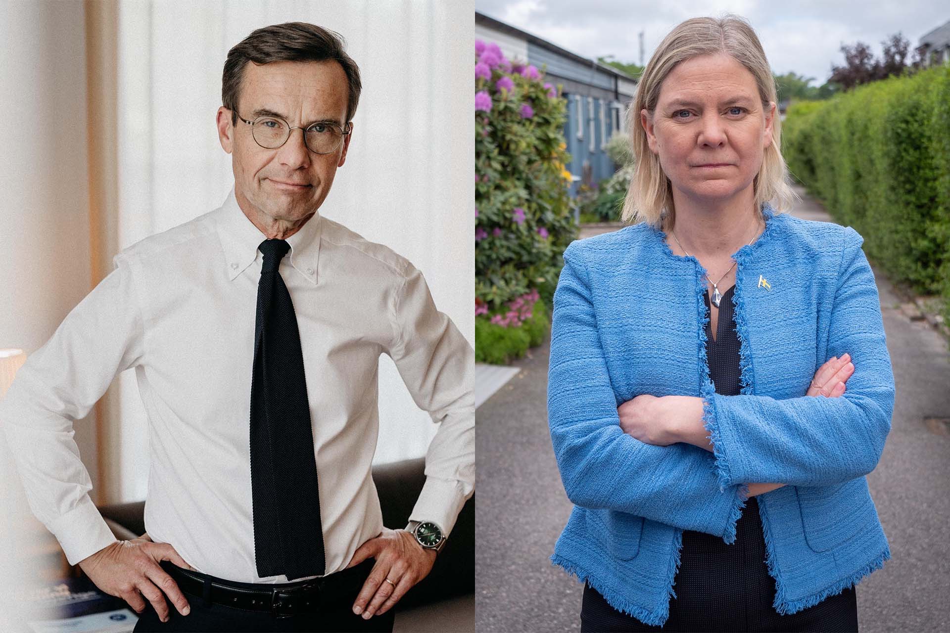 Två porträttbilder på Ulf Kristersson och Magdalena Andersson placerade sida vid sida.