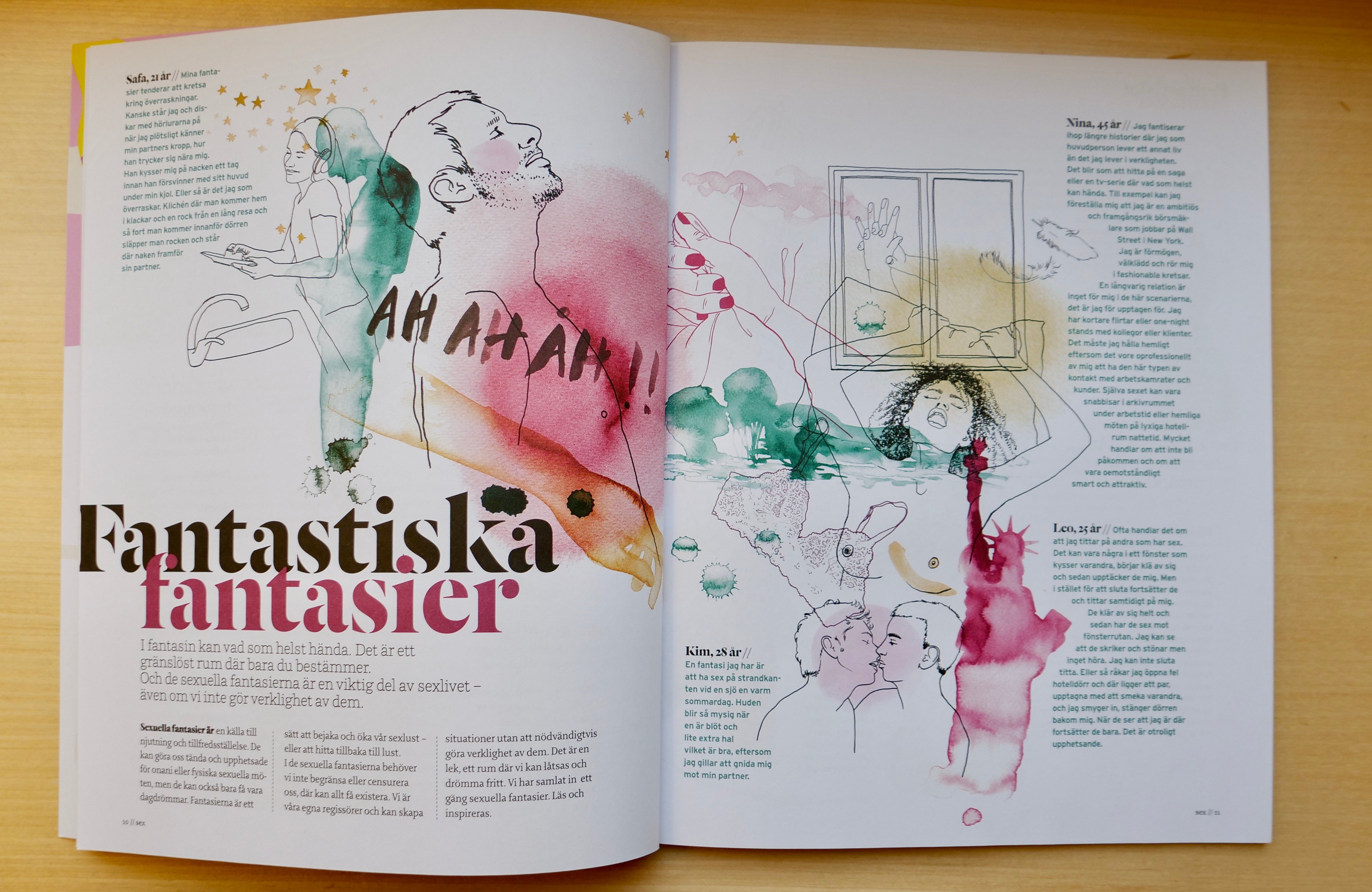 Ett uppslag från tidningen Sex 