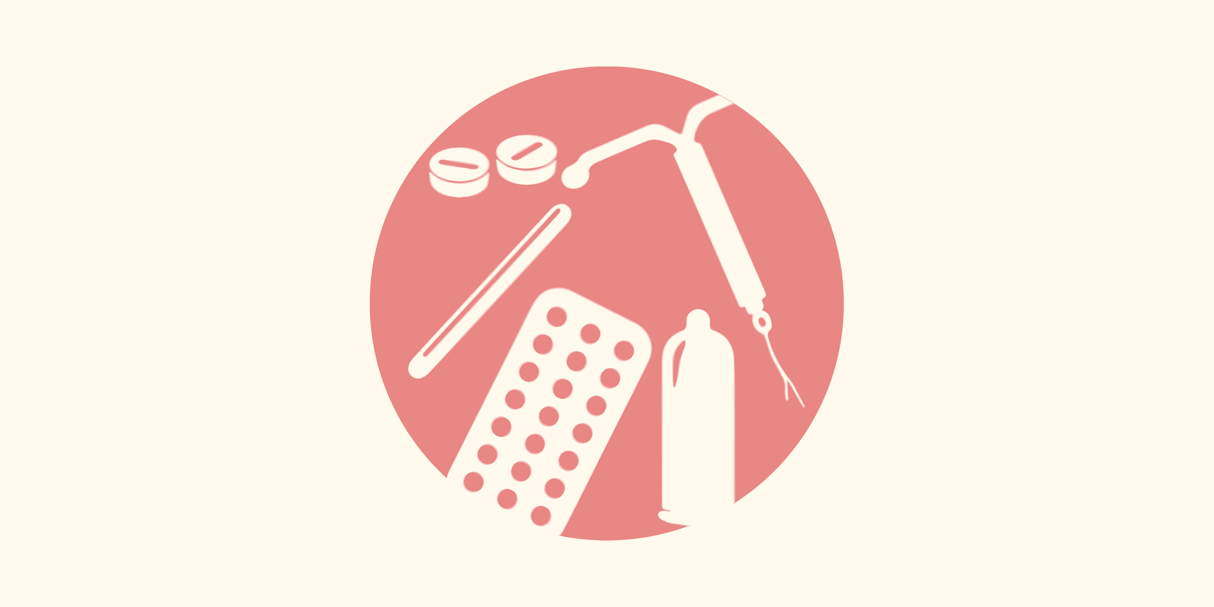 Illustration of different types of contraceptives.