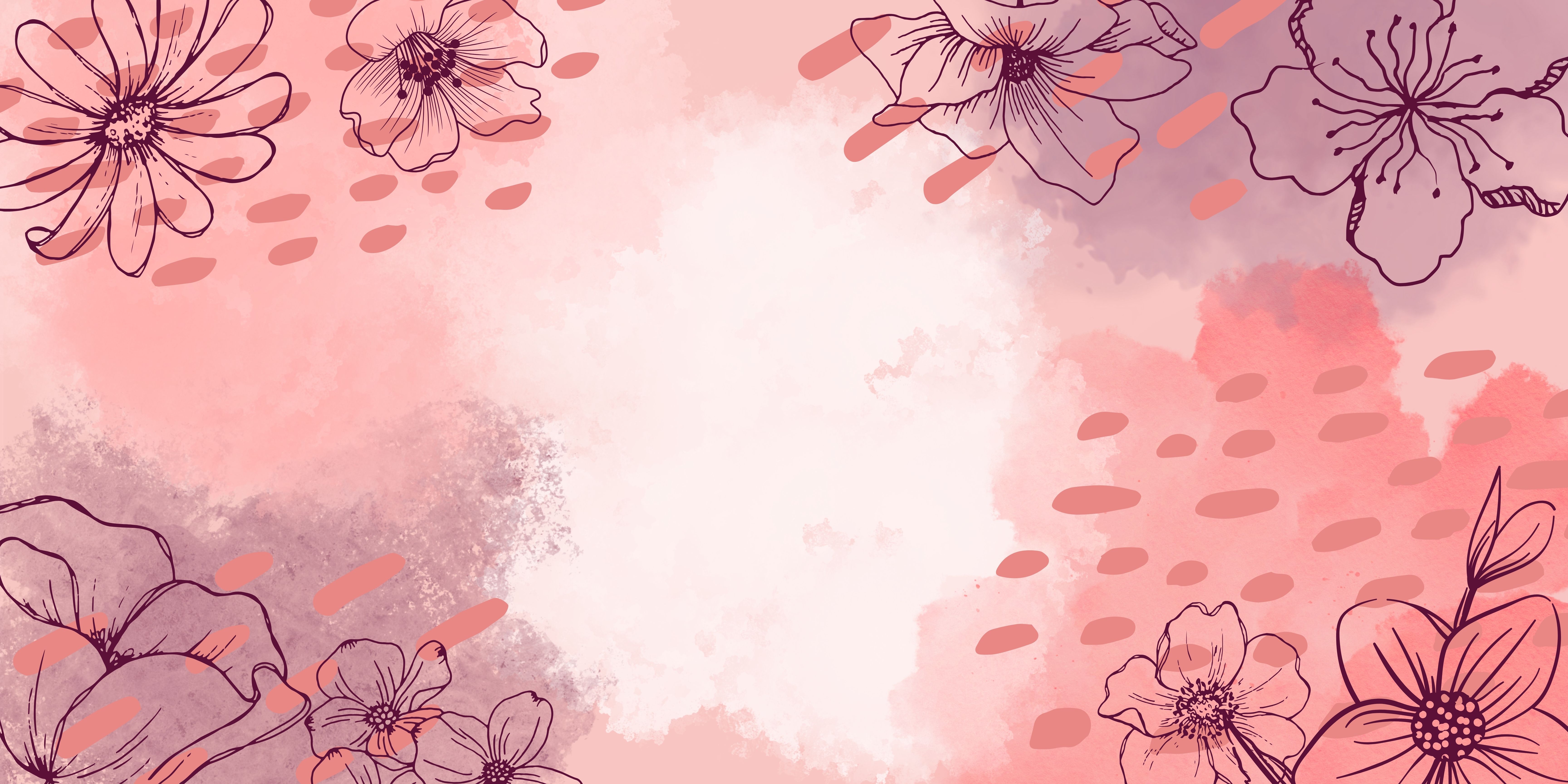 Grafiskt montage av blommor på rosa och lila bakgrund